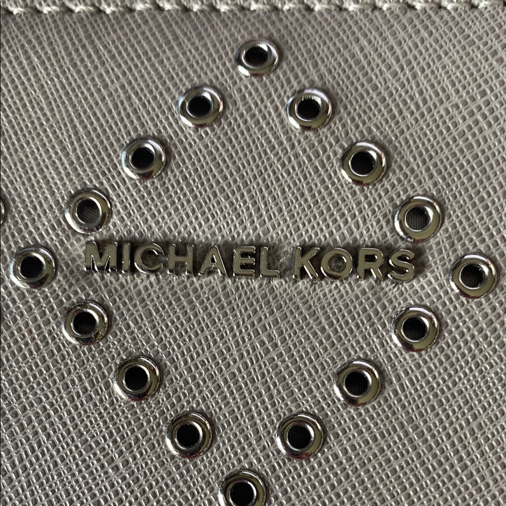 Michael Kors Gray Quilted Clutch with Studded Detail